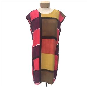 Ann Taylor Loft cap sleeve color block shift dress
